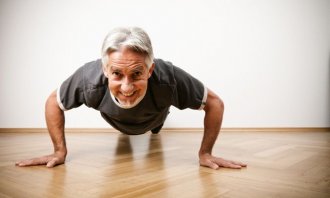 A man does pushups